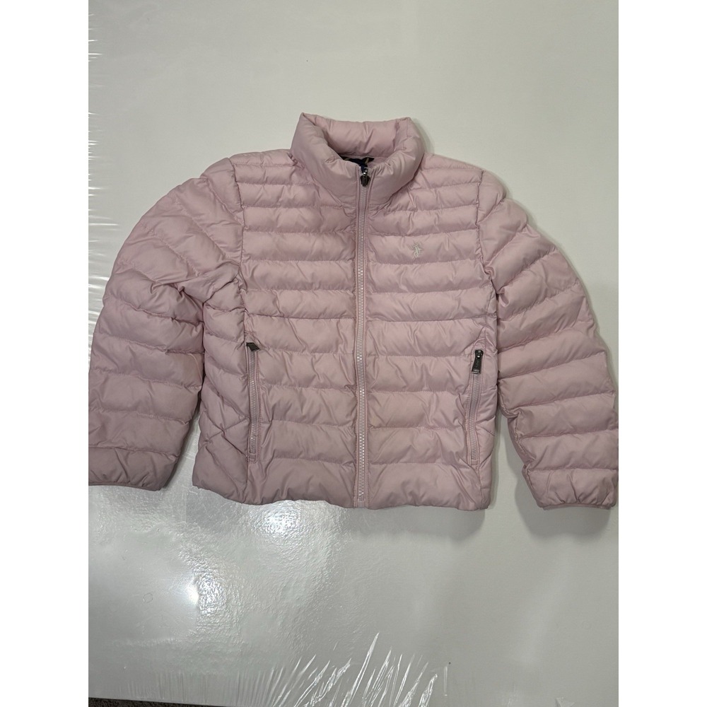 Polo Ralph Lauren girls size 6 full zip light pink puff coat winter school
